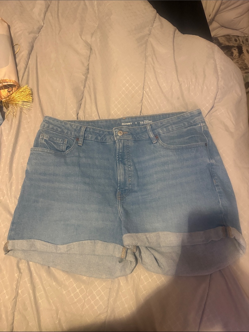Old Navy Light Blue Denim Roll-Cuff Shorts